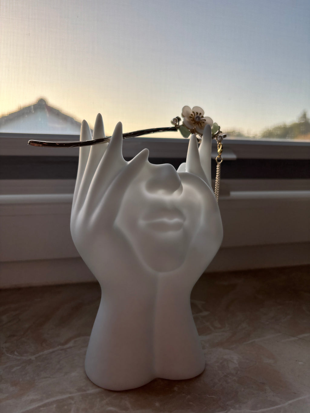 Amigurumi Stick "weiße Rose"