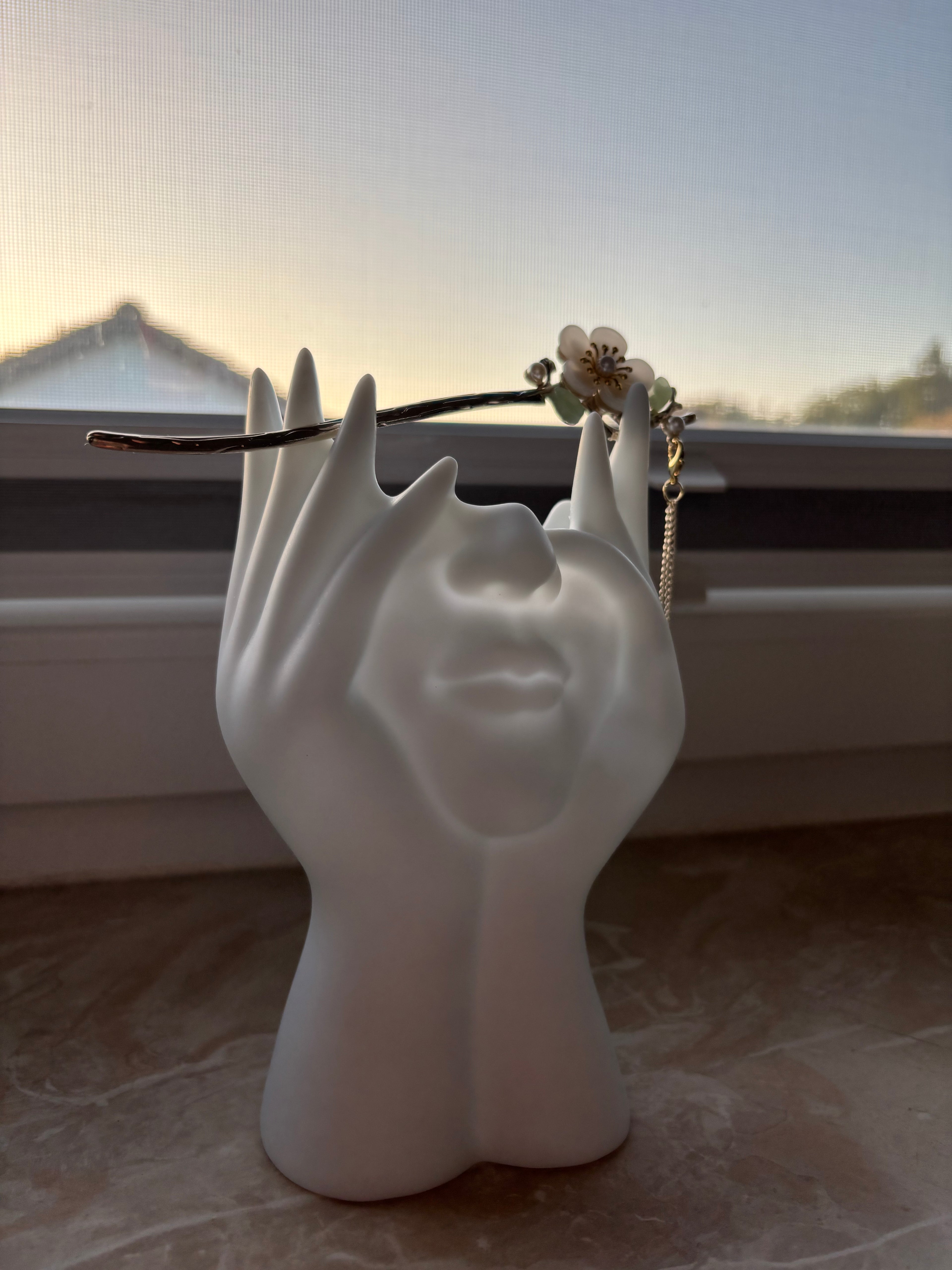 Amigurumi Stick "weiße Rose"