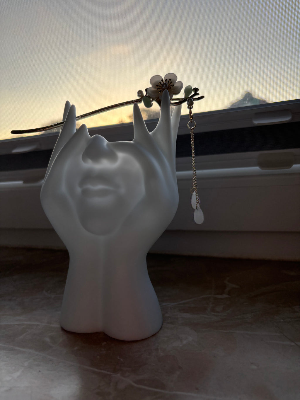 Amigurumi Stick "weiße Rose"