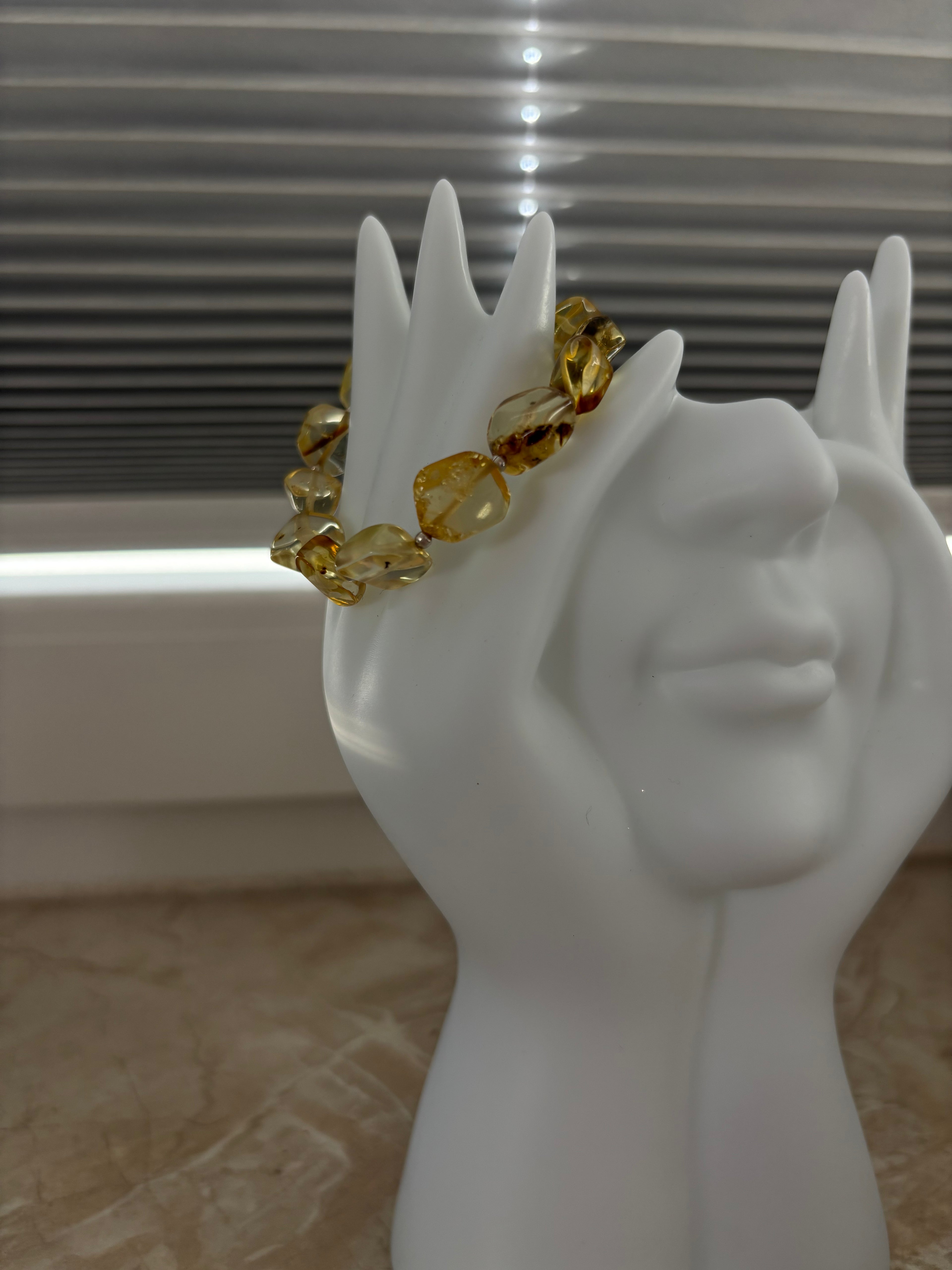 Bernstein Armband, mit Silber Kugeln -Echter Stein und echtes Silber-