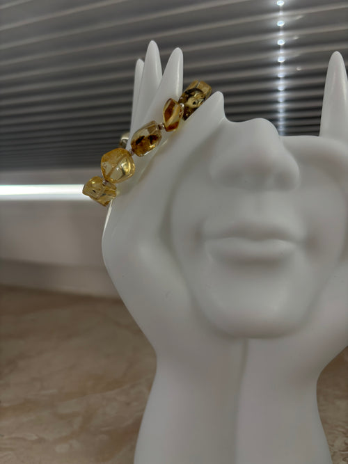 Bernstein Armband, mit Silber Kugeln -Echter Stein und echtes Silber-